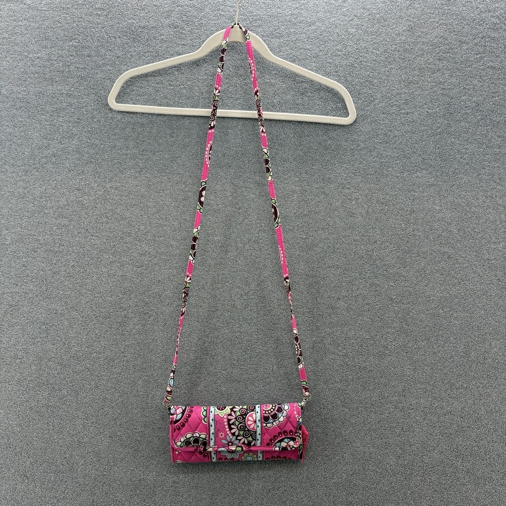 Vera Bradley Crossbody Wallet Bag Womens Small Pink Floral Quilted Organizer